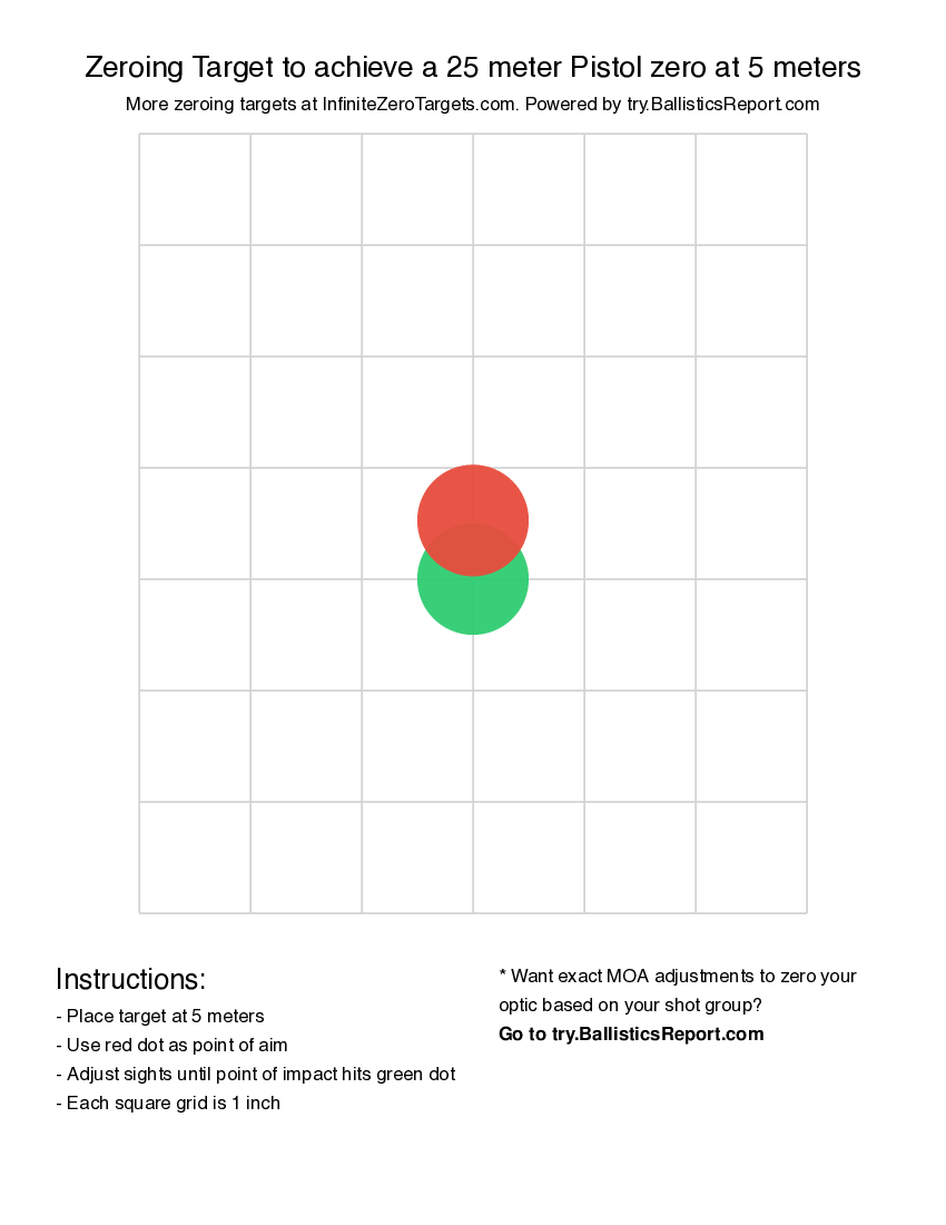 25 meter pistol zeroing target | Shoot at 5 meters